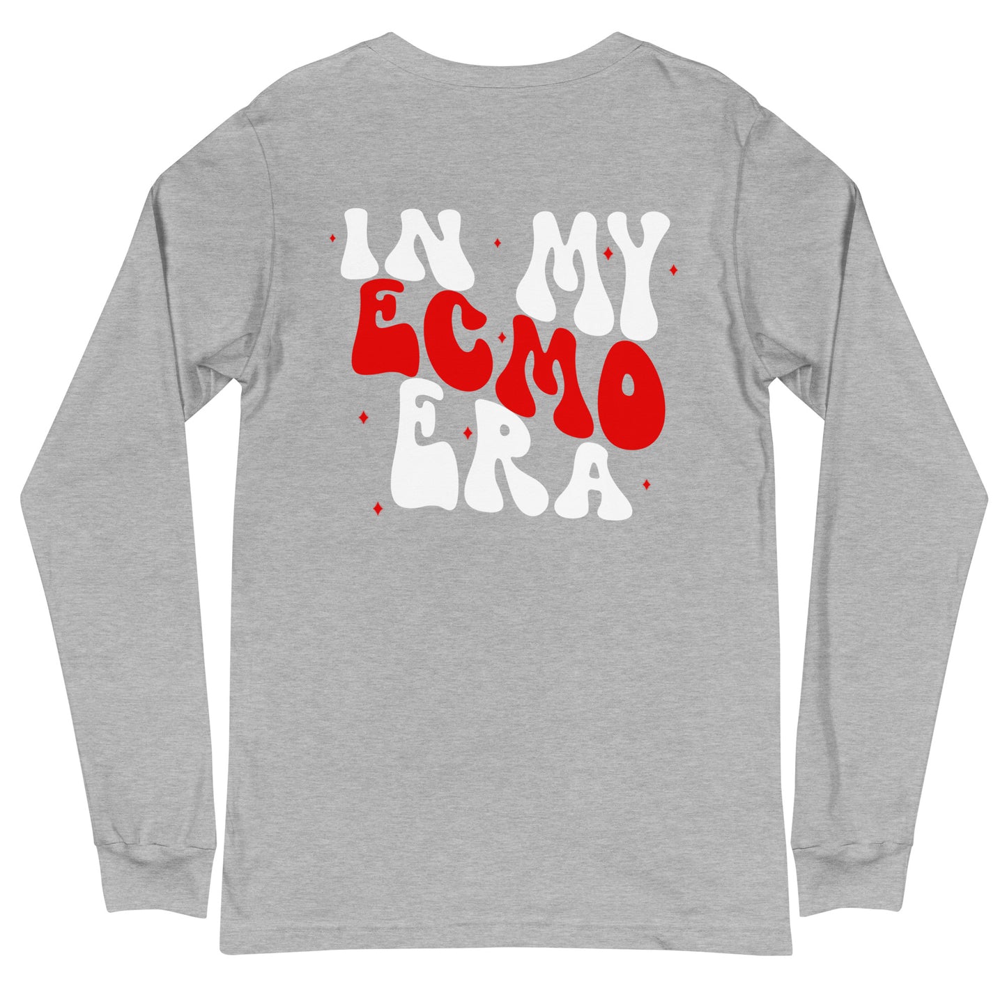 In My ECMO Era red and white (back print) Unisex Long Sleeve Tee