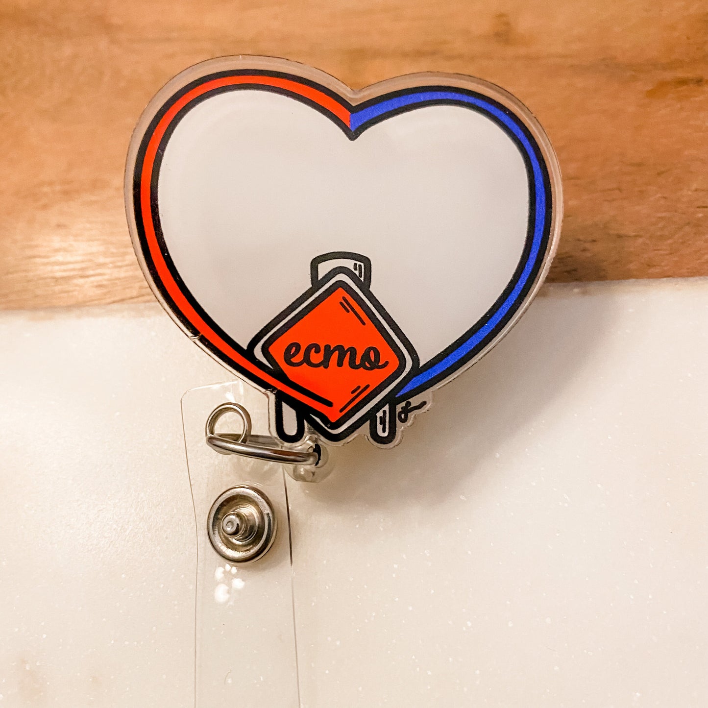 ECMO Heart Badge Reel, badge holder, badge reel, nurse badge reel, nurse gift, doctor gift, thank you gift, id holder, id badge holder