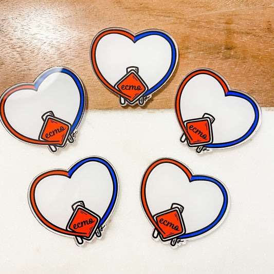 ECMO Heart Badge Reel, badge holder, badge reel, nurse badge reel, nurse gift, doctor gift, thank you gift, id holder, id badge holder