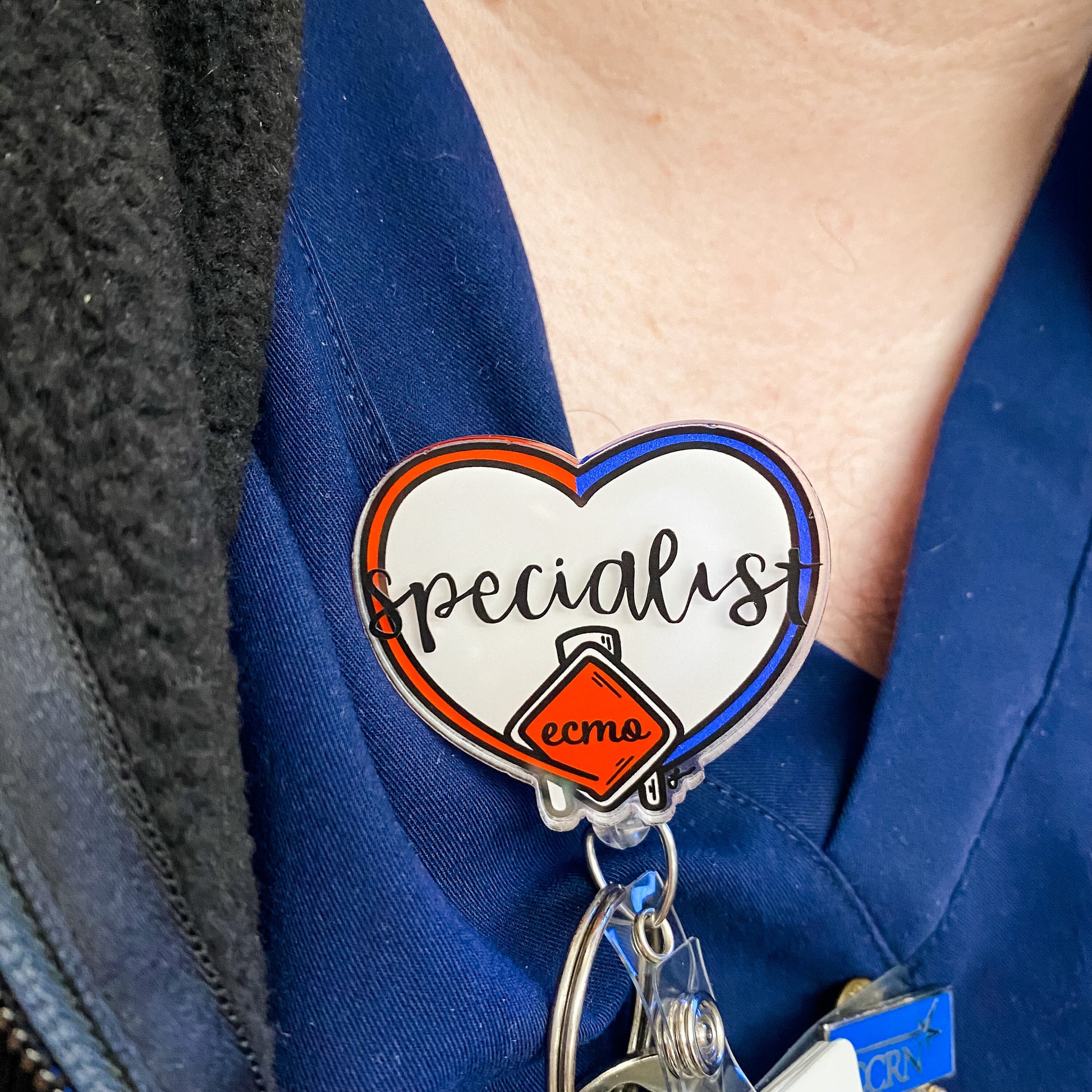 ECMO Heart Badge Reel, badge holder, badge reel, nurse badge reel, nurse gift, doctor gift, thank you gift, id holder, id badge holder